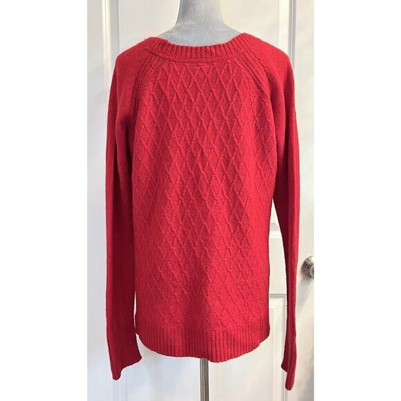 JC Penny Women’s Wool Blend Argyle Textured Sweater Long Sleeve Pullover XL Red - Picture 2 of 8
